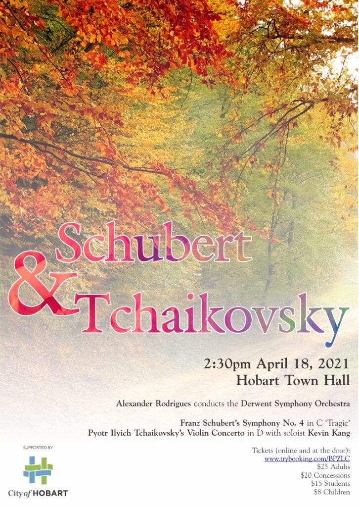 Derwent Symphony Orchestra plays Schubert and Tchaikovsky featuring Kevin Kang and conducted by Alexander Rodrigues